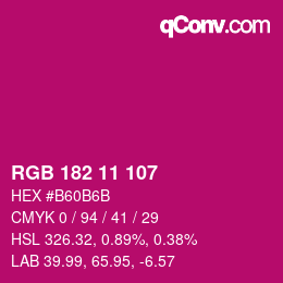 Color code: RGB 182 11 107 | qconv.com