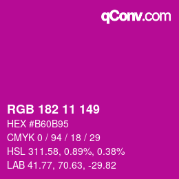 Color code: RGB 182 11 149 | qconv.com