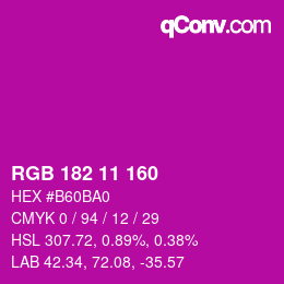 Color code: RGB 182 11 160 | qconv.com
