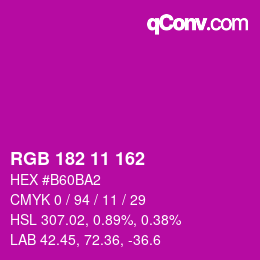 カラーコード: RGB 182 11 162 | qconv.com