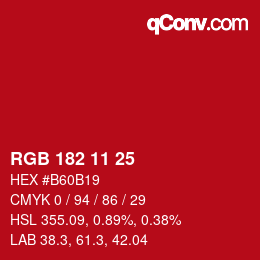 Color code: RGB 182 11 25 | qconv.com