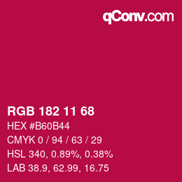 Color code: RGB 182 11 68 | qconv.com