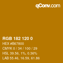 颜色代码: RGB 182 120 0 | qconv.com
