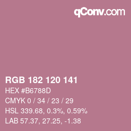 カラーコード: RGB 182 120 141 | qconv.com
