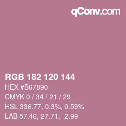 カラーコード: RGB 182 120 144 | qconv.com