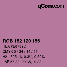颜色代码: RGB 182 120 156 | qconv.com