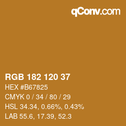 颜色代码: RGB 182 120 37 | qconv.com