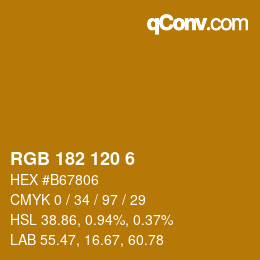 Color code: RGB 182 120 6 | qconv.com