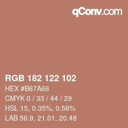 颜色代码: RGB 182 122 102 | qconv.com