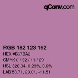 Color code: RGB 182 123 162 | qconv.com