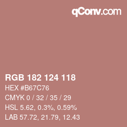 Color code: RGB 182 124 118 | qconv.com