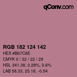 Color code: RGB 182 124 142 | qconv.com