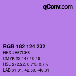 Color code: RGB 182 124 232 | qconv.com