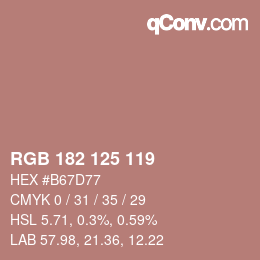 カラーコード: RGB 182 125 119 | qconv.com