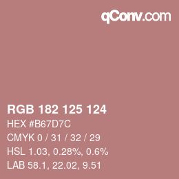 Color code: RGB 182 125 124 | qconv.com