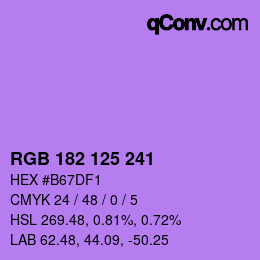 Color code: RGB 182 125 241 | qconv.com