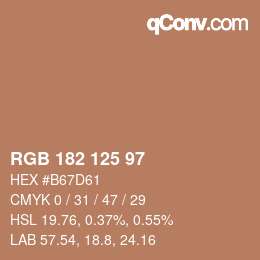 Color code: RGB 182 125 97 | qconv.com