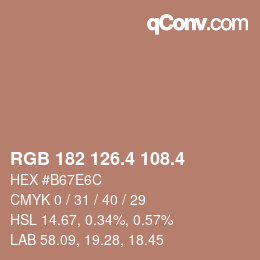 カラーコード: RGB 182 126.4 108.4 | qconv.com