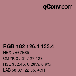 カラーコード: RGB 182 126.4 133.4 | qconv.com