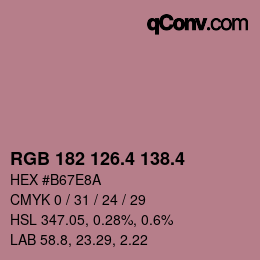 カラーコード: RGB 182 126.4 138.4 | qconv.com