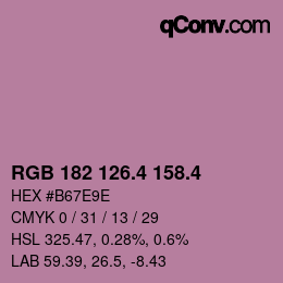カラーコード: RGB 182 126.4 158.4 | qconv.com