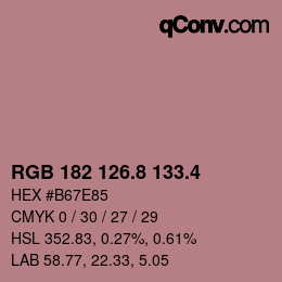 カラーコード: RGB 182 126.8 133.4 | qconv.com