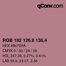 カラーコード: RGB 182 126.8 138.4 | qconv.com