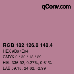 カラーコード: RGB 182 126.8 148.4 | qconv.com