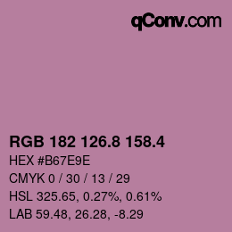 カラーコード: RGB 182 126.8 158.4 | qconv.com