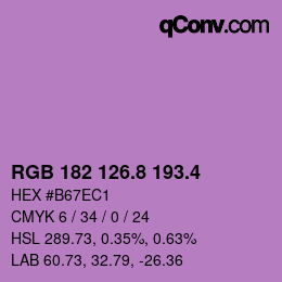カラーコード: RGB 182 126.8 193.4 | qconv.com