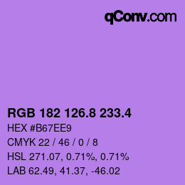 カラーコード: RGB 182 126.8 233.4 | qconv.com
