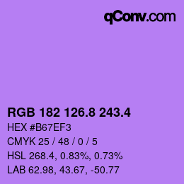 カラーコード: RGB 182 126.8 243.4 | qconv.com
