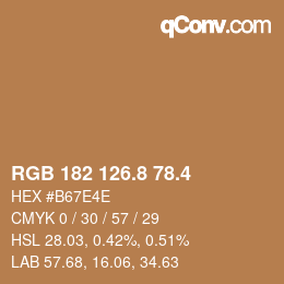 カラーコード: RGB 182 126.8 78.4 | qconv.com