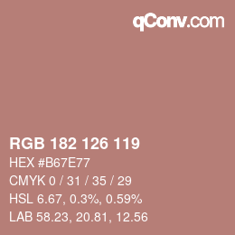 Color code: RGB 182 126 119 | qconv.com