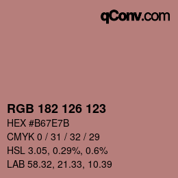 Color code: RGB 182 126 123 | qconv.com