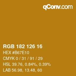Color code: RGB 182 126 16 | qconv.com