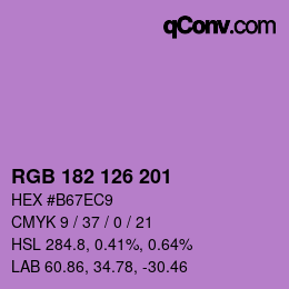 颜色代码: RGB 182 126 201 | qconv.com