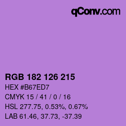 Color code: RGB 182 126 215 | qconv.com
