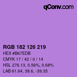Color code: RGB 182 126 219 | qconv.com