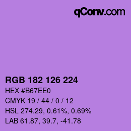 Color code: RGB 182 126 224 | qconv.com