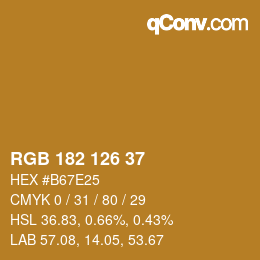 Color code: RGB 182 126 37 | qconv.com