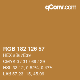 Color code: RGB 182 126 57 | qconv.com