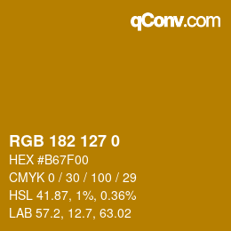 Color code: RGB 182 127 0 | qconv.com