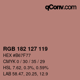 颜色代码: RGB 182 127 119 | qconv.com