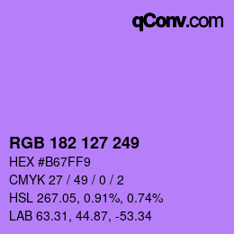 Color code: RGB 182 127 249 | qconv.com