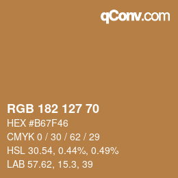 Código de color: RGB 182 127 70 | qconv.com