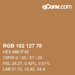 Color code: RGB 182 127 78 | qconv.com