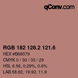 カラーコード: RGB 182 128.2 121.6 | qconv.com