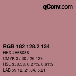 カラーコード: RGB 182 128.2 134 | qconv.com
