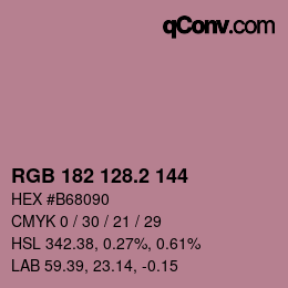 カラーコード: RGB 182 128.2 144 | qconv.com